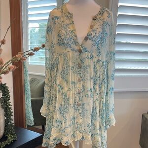 Free People Floral Button-Down Tunic Dress